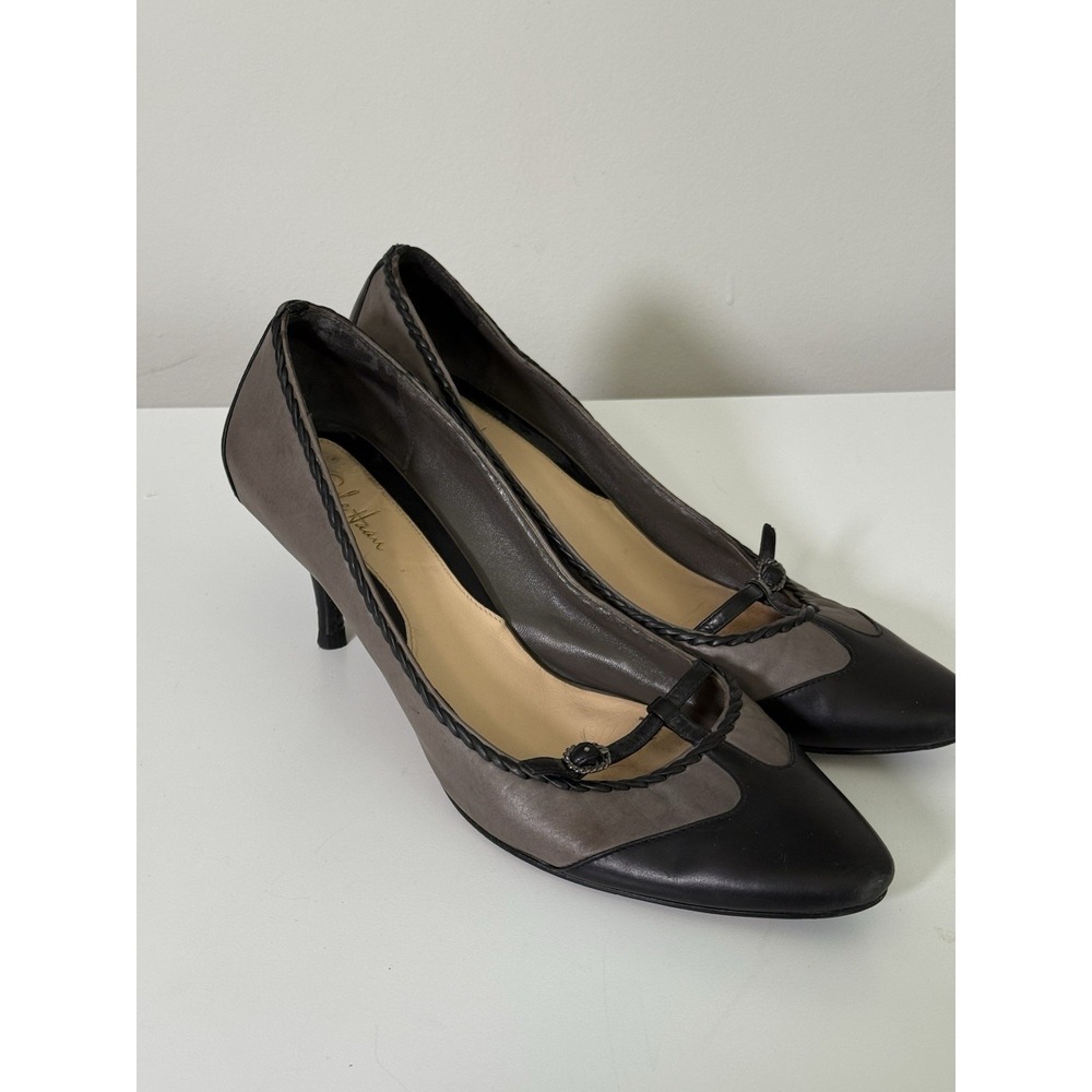 Cole Haan Gray Leather Mary Jane Heels Teacher Academic Secretary Sz 8.5B